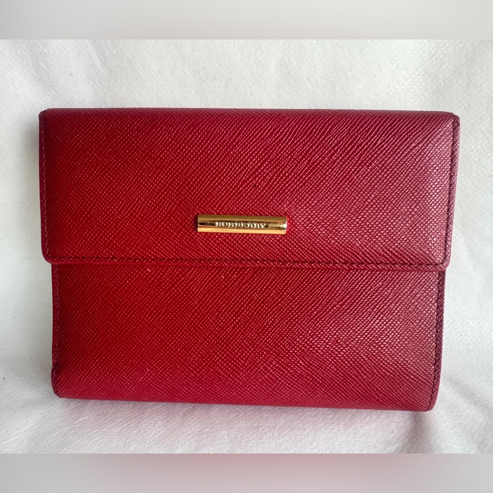 BURBERRY Saffiano Leather Compact Wallet